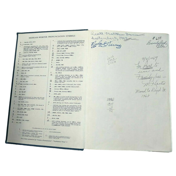 Vintage Websters Seventh New Collegiate Dictionary 1967 Hardcover Blue & Gold - Picture 4 of 10